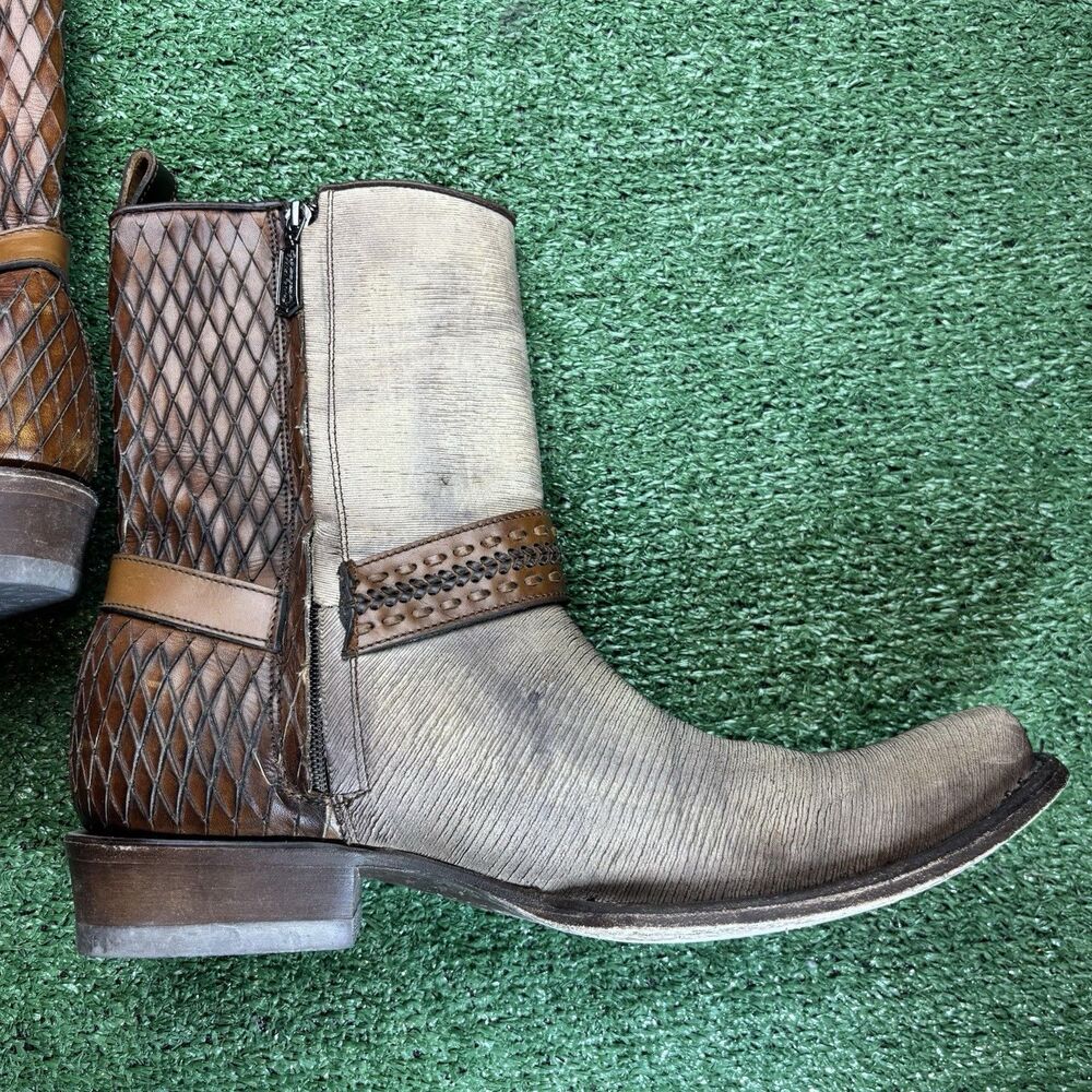 Cuadra Brown Half Python Boots Side Zip Rubber So… - image 7